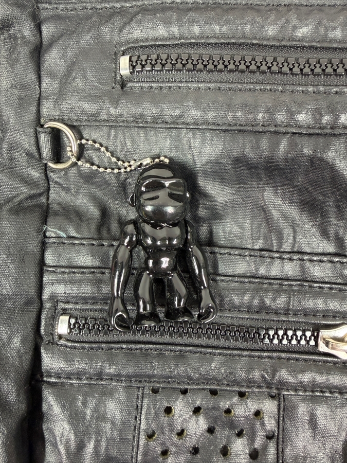 Black Faux Leather Kipling Crossbody Bag With Monkey Charm 14'W X 13'H [Photo 2]