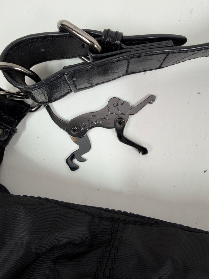 Kipling Cathryn Black Nylon Crescent Hobo Shoulder Bag With Monkey Charm 15'W x 10'H [Photo 3]