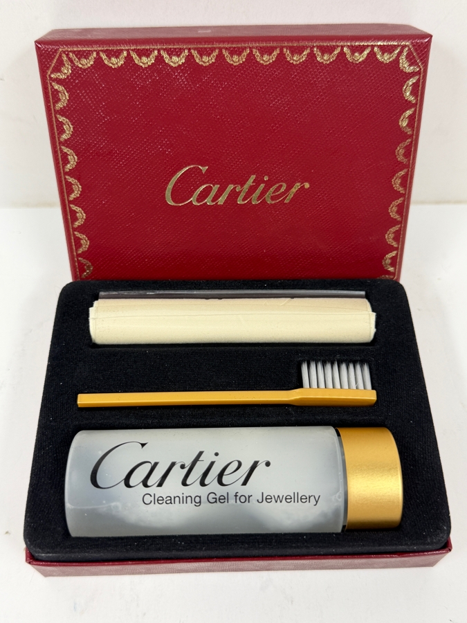 Authentic Cartier Cleaning Gel For Jewellery Care Set Including Polishing Cloth And Detail Brush Inside Original Classic Red Presentation Box [Photo 2]