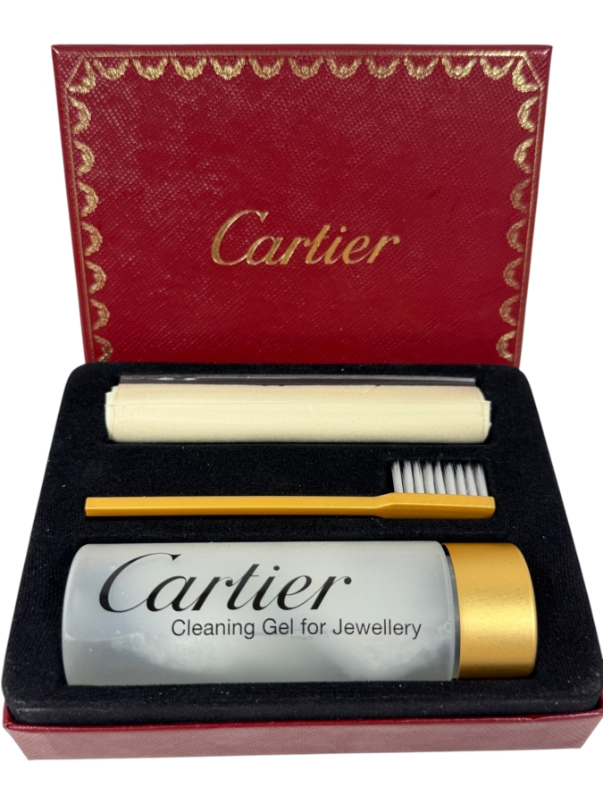 Authentic Cartier Cleaning Gel For Jewellery Care Set Including Polishing Cloth And Detail Brush Inside Original Classic Red Presentation Box