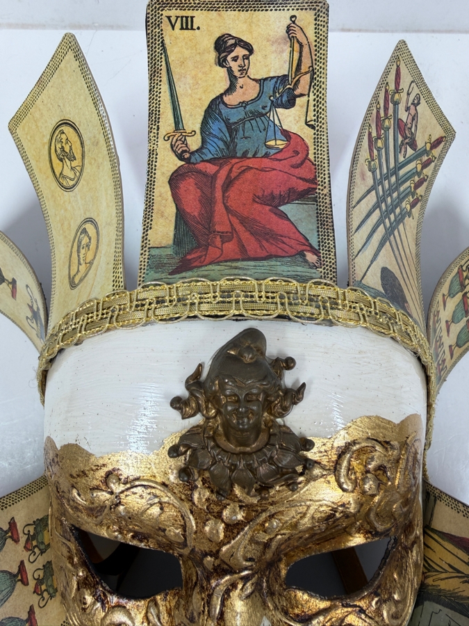 Venetian Jolly Donna Tarot Mask Handcrafted By Doris Urtro Made In Venice 13'W x 13'H [Photo 3]