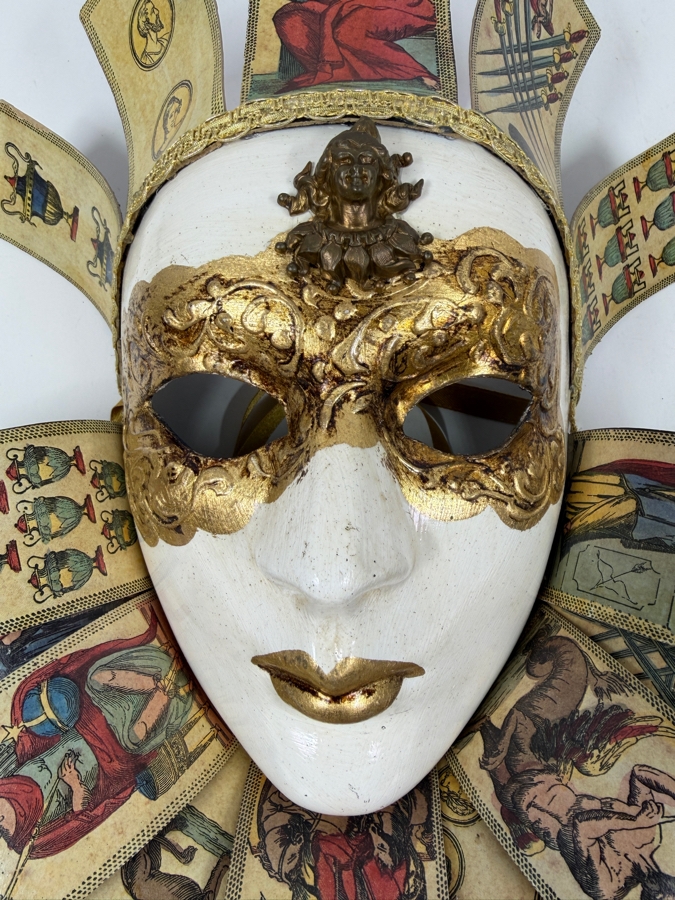 Venetian Jolly Donna Tarot Mask Handcrafted By Doris Urtro Made In Venice 13'W x 13'H [Photo 2]