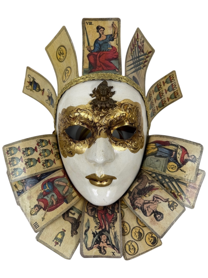 Venetian Jolly Donna Tarot Mask Handcrafted By Doris Urtro Made In Venice 13'W x 13'H