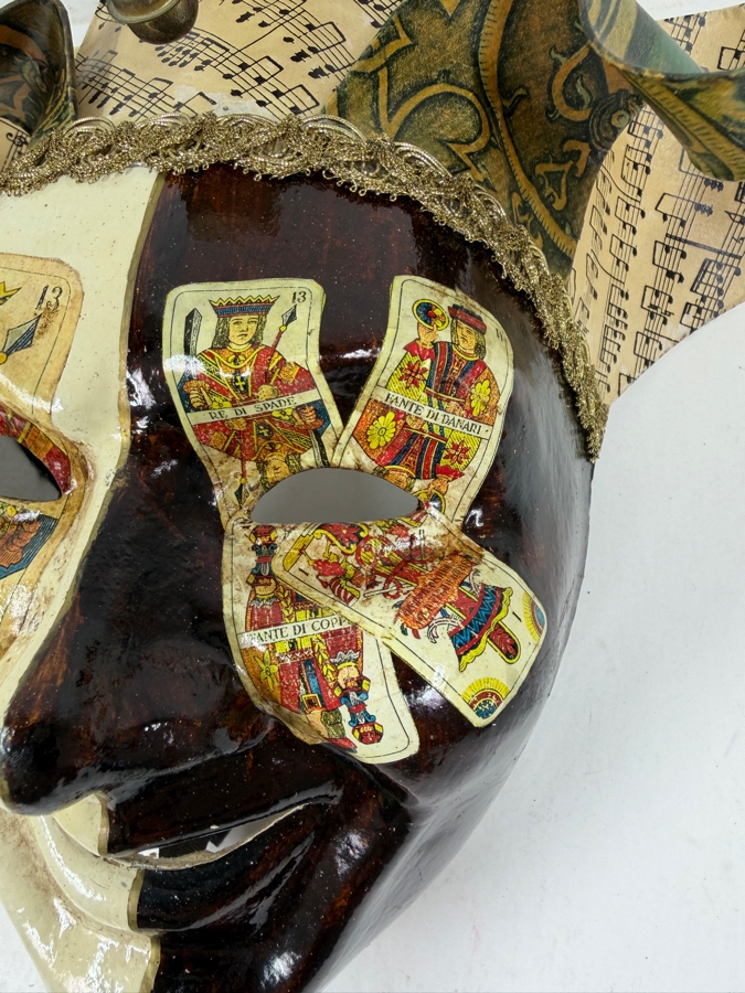 Venetian Jester Music Mask With Playing Cards And Bells 16'W X 10'H [Photo 4]