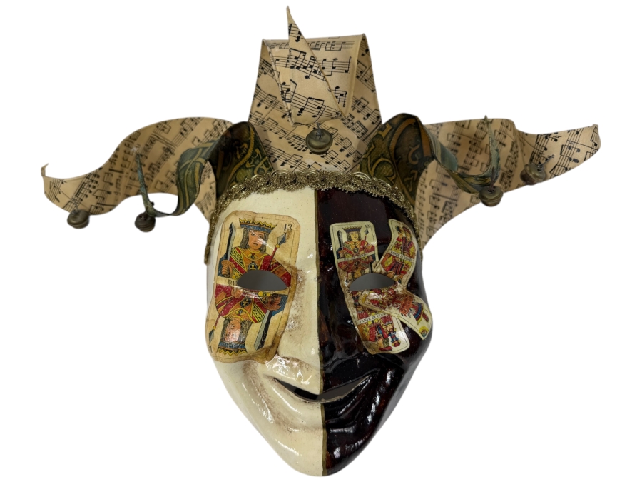Venetian Jester Music Mask With Playing Cards And Bells 16'W X 10'H