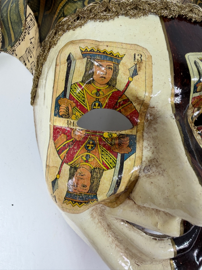 Venetian Jester Music Mask With Playing Cards And Bells 16'W X 10'H [Photo 3]