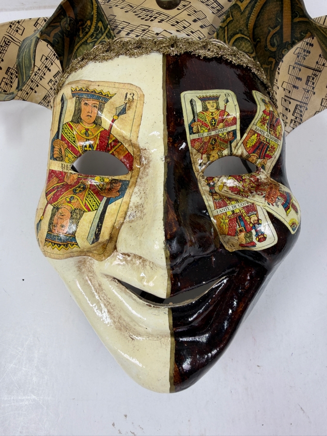 Venetian Jester Music Mask With Playing Cards And Bells 16'W X 10'H [Photo 2]