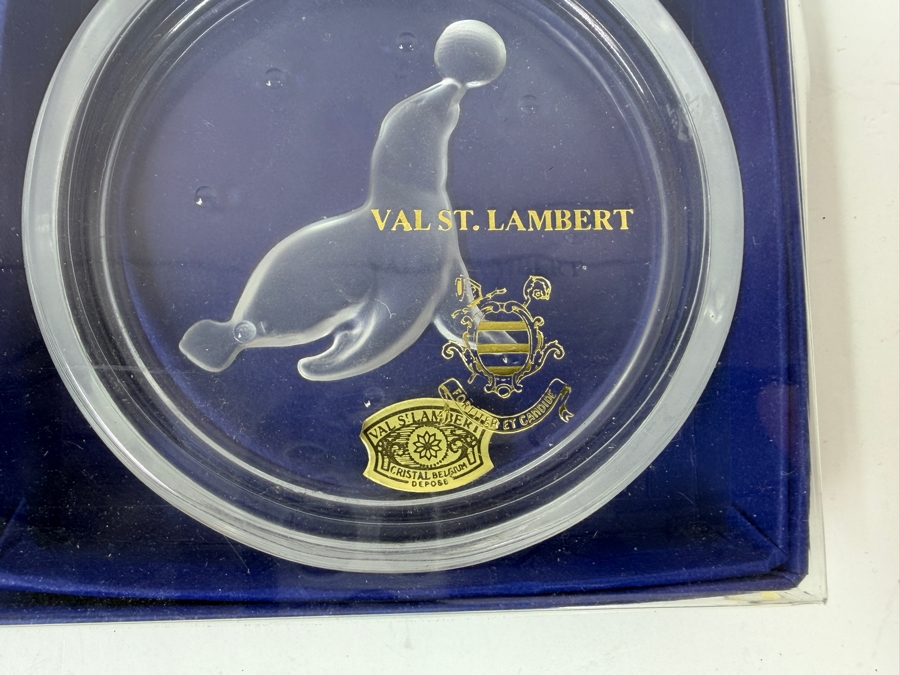 New Set Of Six Val St. Lambert Crystal Coasters Featuring Circus Animals With Gold Embossed Seals [Photo 9]