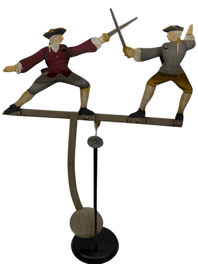 Vintage Hand Painted Sky Hook Kinetic Pendulum Dueling Swashbucklers Balance Toy 14'W X 19'H