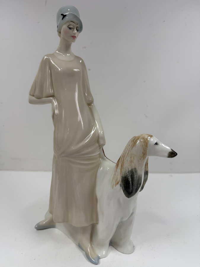 Vintage Royal Doulton Reflections Promenade Porcelain Figurine By Adrian Hughes 1985 Hand Painted Art Deco Style 8'W X 13'H [Photo 3]