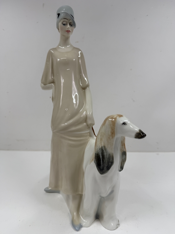 Vintage Royal Doulton Reflections Promenade Porcelain Figurine By Adrian Hughes 1985 Hand Painted Art Deco Style 8'W X 13'H [Photo 2]