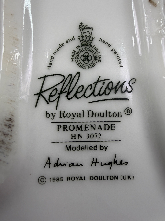 Vintage Royal Doulton Reflections Promenade Porcelain Figurine By Adrian Hughes 1985 Hand Painted Art Deco Style 8'W X 13'H [Photo 5]
