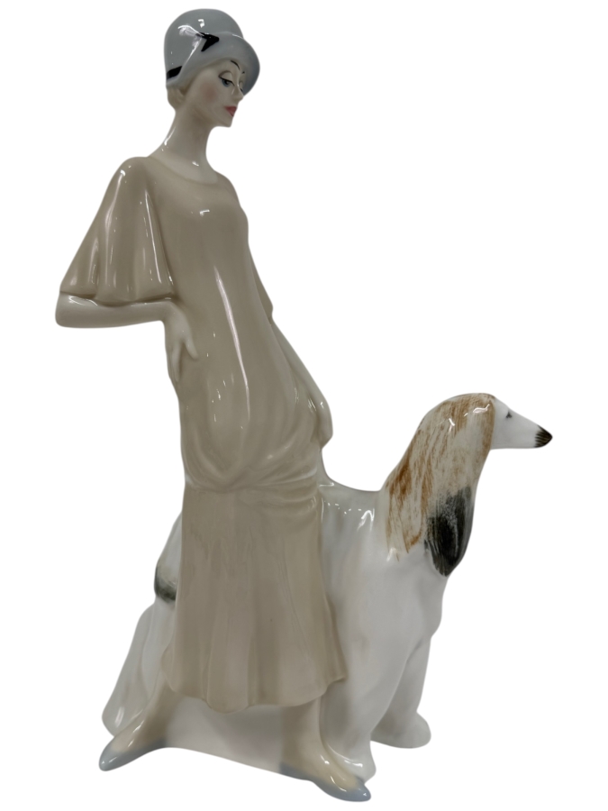 Vintage Royal Doulton Reflections Promenade Porcelain Figurine By Adrian Hughes 1985 Hand Painted Art Deco Style 8'W X 13'H