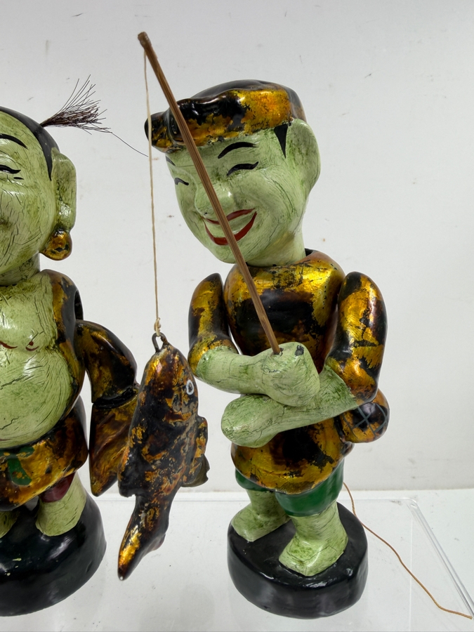 Vietnamese Hand-Carved Wooden Water Puppets With Waterproof Lacquer Designed For Performances In Flooded Rice Paddies 8.5'H [Photo 2]