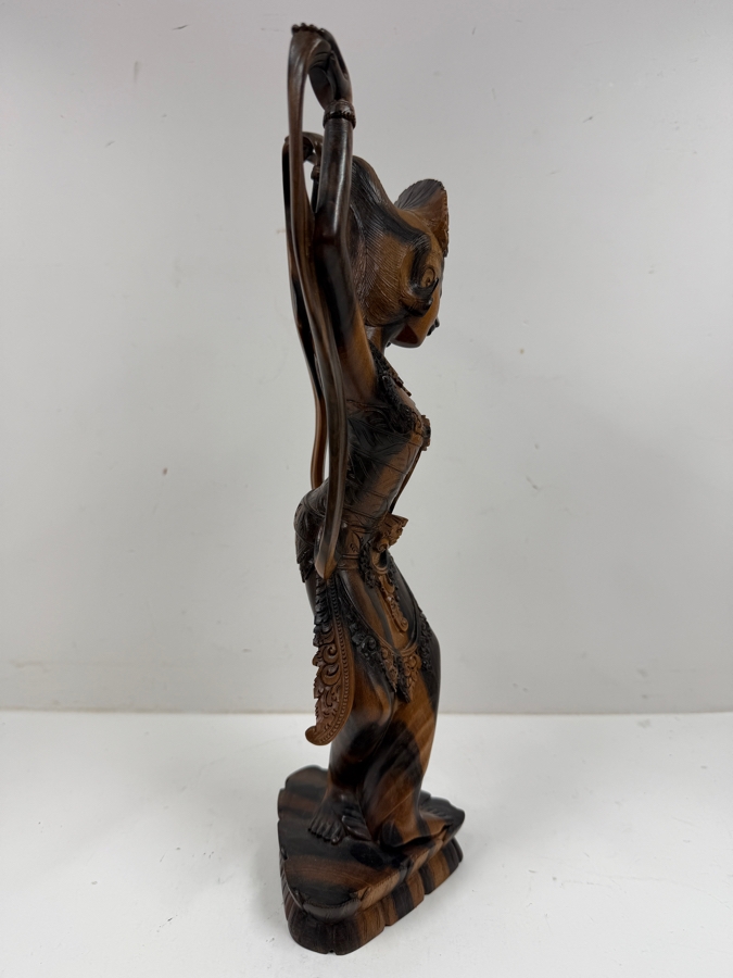 Vintage Hand Carved Wooden Balinese Female Dancer Sculpture By Tantra Gallery Bali Indonesia 13.5'H [Photo 5]