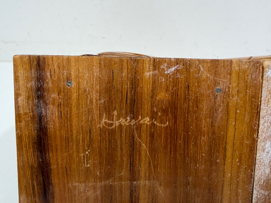 Pair Of Vintage Carved Wooden Angelfish Bookends With Hawaiian Script Signature 4'W X 7'H [Photo 6]