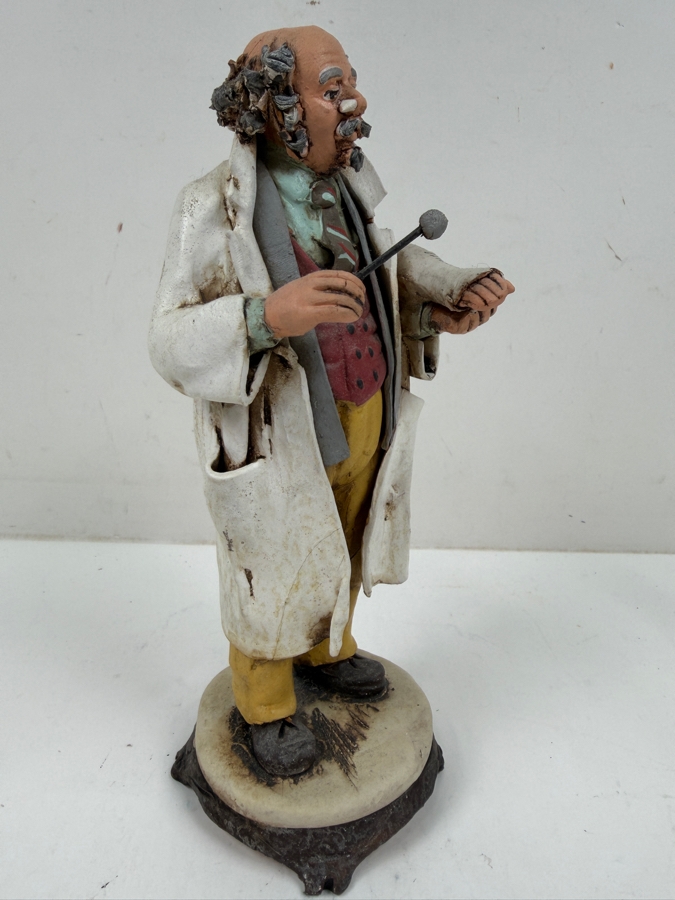 Hand Painted Pottery Sculpture Of An Orthopedic Doctor Figurine Holding Cast And Instrument Wearing Lab Coat And Striped Tie With Ortopedico Label 8.5'H [Photo 5]