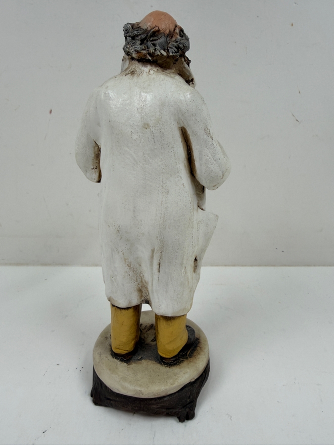 Hand Painted Pottery Sculpture Of An Orthopedic Doctor Figurine Holding Cast And Instrument Wearing Lab Coat And Striped Tie With Ortopedico Label 8.5'H [Photo 4]