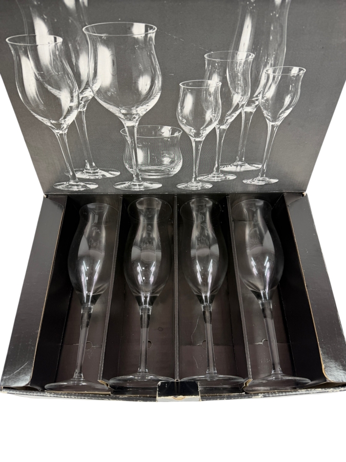 New Set of (4) Orrefors Sweden Lisa Champagne Flutes Designed By Olle Alberius 