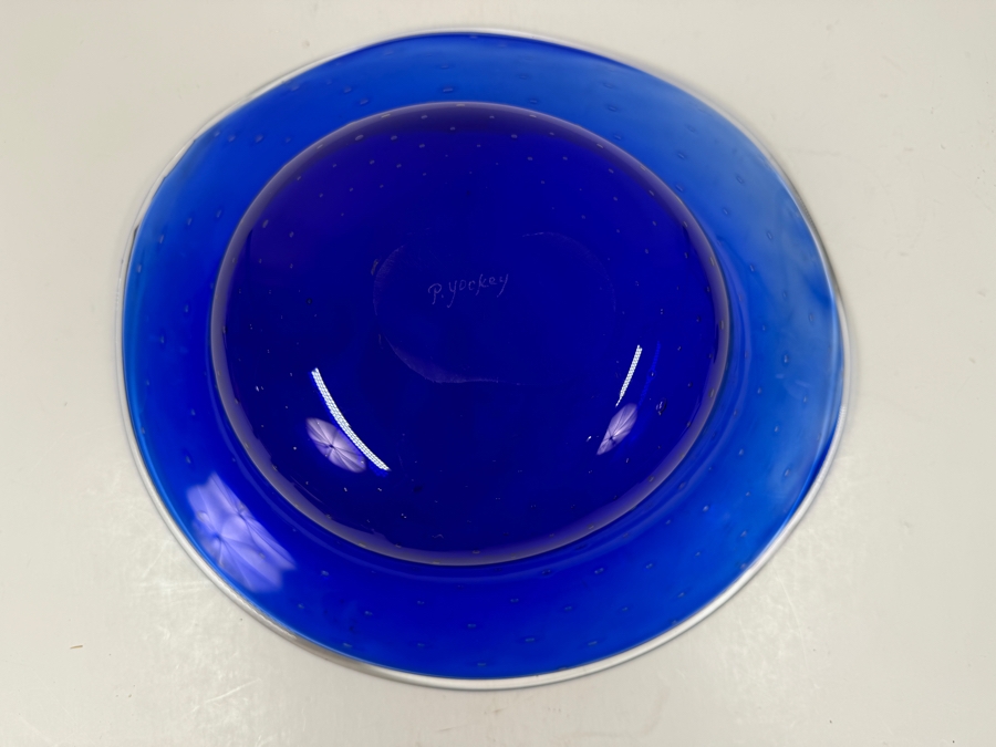 Patricia Yockey Signed Hand Blown Art Glass Bowl 13'W X 12'D X 4'H [Photo 6]