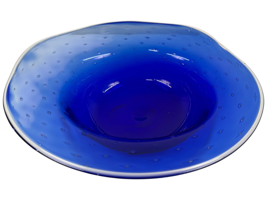 Patricia Yockey Signed Hand Blown Art Glass Bowl 13'W X 12'D X 4'H