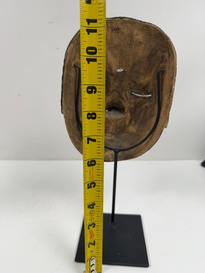 Indonesian-Javanese Wooden Hand-Carved And Hand-Painted Wayang Topeng Mask 5.5'W X 12'H [Photo 7]