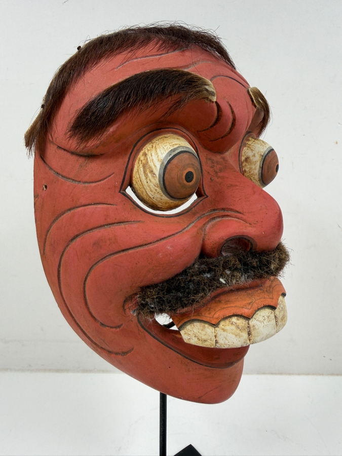 Vintage Handcrafted Balinese Jauk Keras Mask 5.5'W X 12'H [Photo 4]