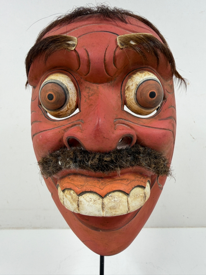 Vintage Handcrafted Balinese Jauk Keras Mask 5.5'W X 12'H [Photo 3]