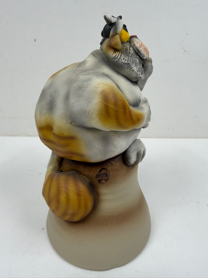 Vintage Todd J. Warner Signed Ceramic Cat With Mouse On Head Figural Pottery Bell Sculpture 7.5'H [Photo 5]