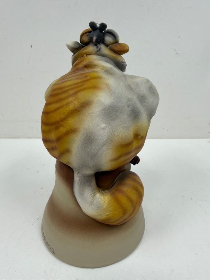 Vintage Todd J. Warner Signed Ceramic Cat With Mouse On Head Figural Pottery Bell Sculpture 7.5'H [Photo 6]