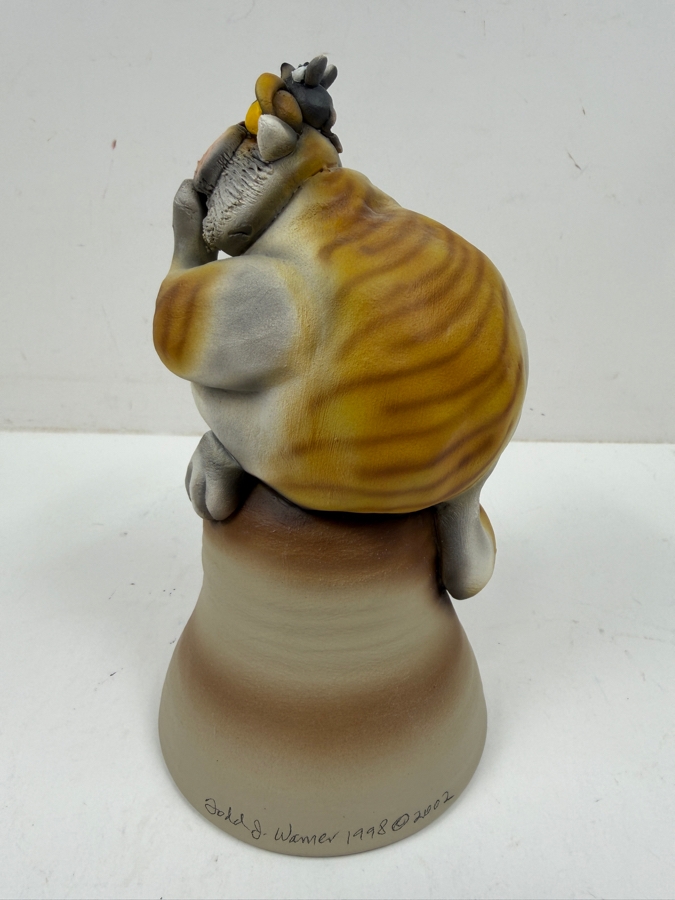 Vintage Todd J. Warner Signed Ceramic Cat With Mouse On Head Figural Pottery Bell Sculpture 7.5'H [Photo 7]