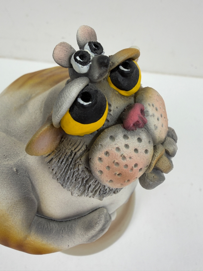 Vintage Todd J. Warner Signed Ceramic Cat With Mouse On Head Figural Pottery Bell Sculpture 7.5'H [Photo 4]