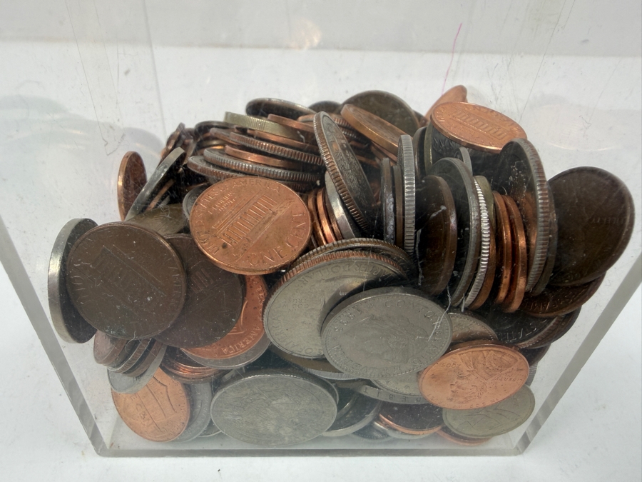 Container Filled With Various US And Foreign Coins - whiteout shot is off [Photo 3]