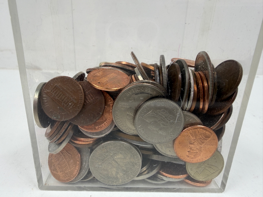 Container Filled With Various US And Foreign Coins - whiteout shot is off [Photo 4]