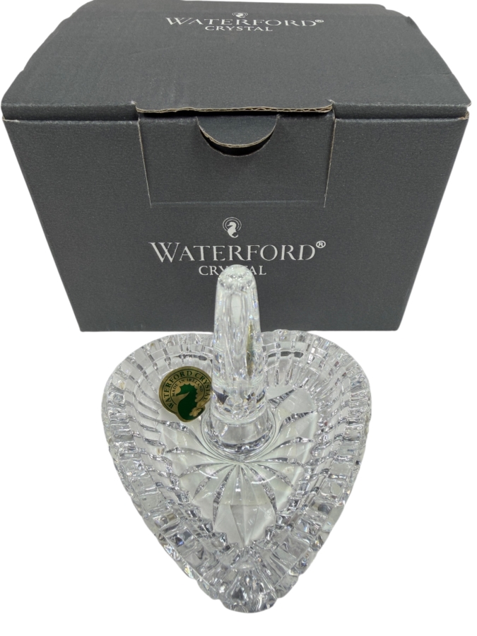New Waterford Crystal Large Heart Ring Holder With Original Box