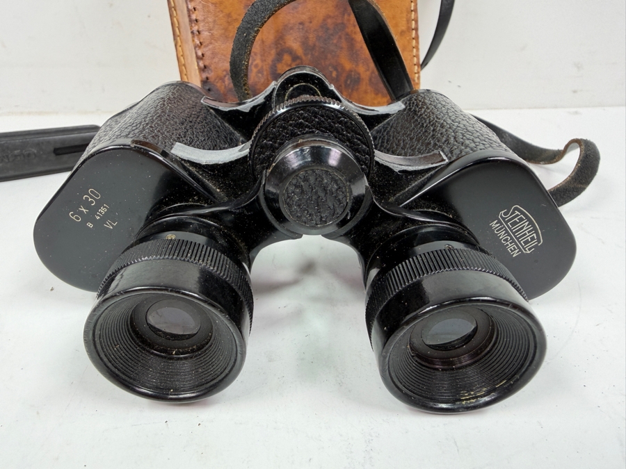 Vintage Steiheil Munchen 6x30 Binoculars With Leather Case [Photo 2]
