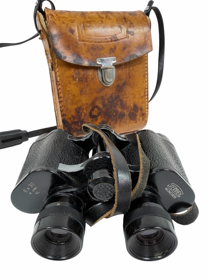 Vintage Steiheil Munchen 6x30 Binoculars With Leather Case