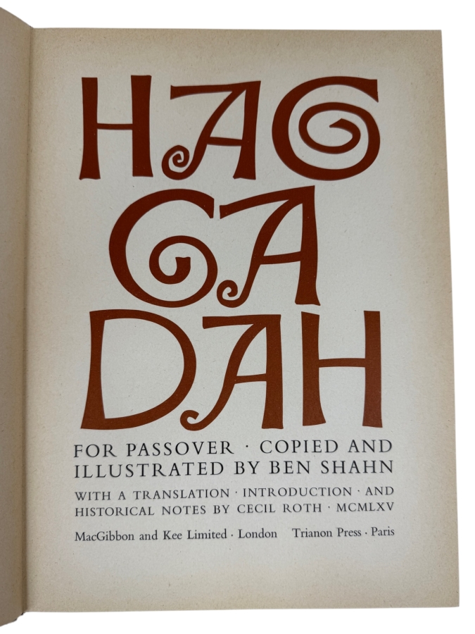 Hardcover Book Haggadah For Passover Copied And Illustrated By Ben Shahn With Translation Introduction By Cecil Roth 1965