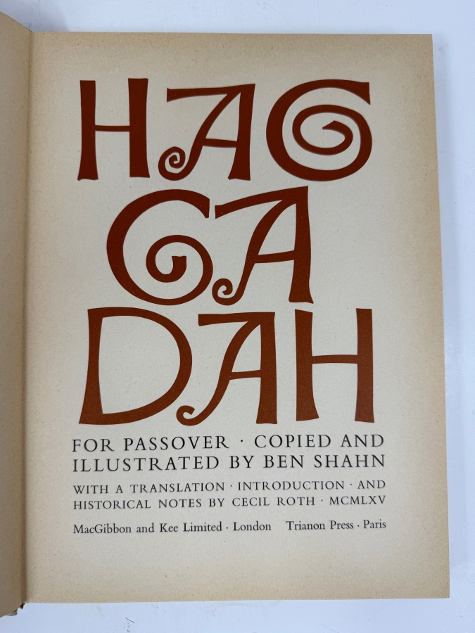 Hardcover Book Haggadah For Passover Copied And Illustrated By Ben Shahn With Translation Introduction By Cecil Roth 1965 [Photo 2]