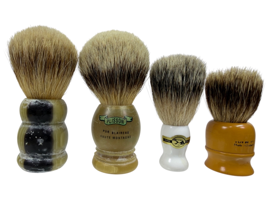 Collection Of (4) Vintage Badger Hair Shaving Brushes From France And England