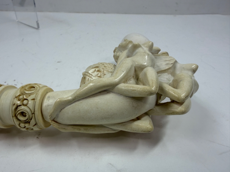 Vintage Hand Carved Meerschaum Pipe Featuring Sculpted Nude Female Figures And Intricately Detailed Stem 9'L [Photo 7]