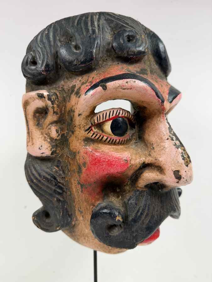 Vintage Traditional Guatemalan 'Mexicano' Dance Mask 7'W X 16'H [Photo 5]