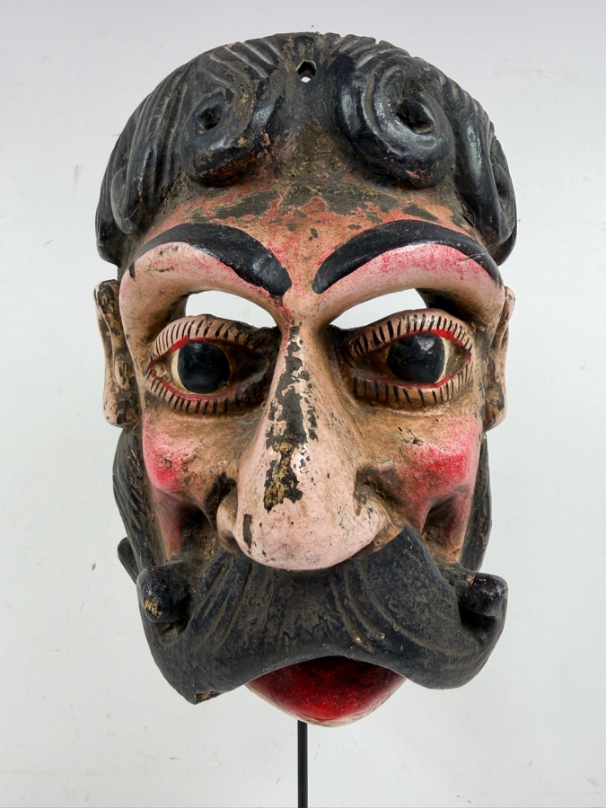 Vintage Traditional Guatemalan 'Mexicano' Dance Mask 7'W X 16'H [Photo 3]
