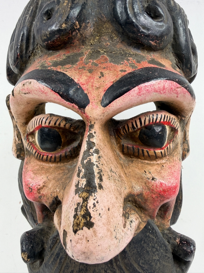 Vintage Traditional Guatemalan 'Mexicano' Dance Mask 7'W X 16'H [Photo 4]