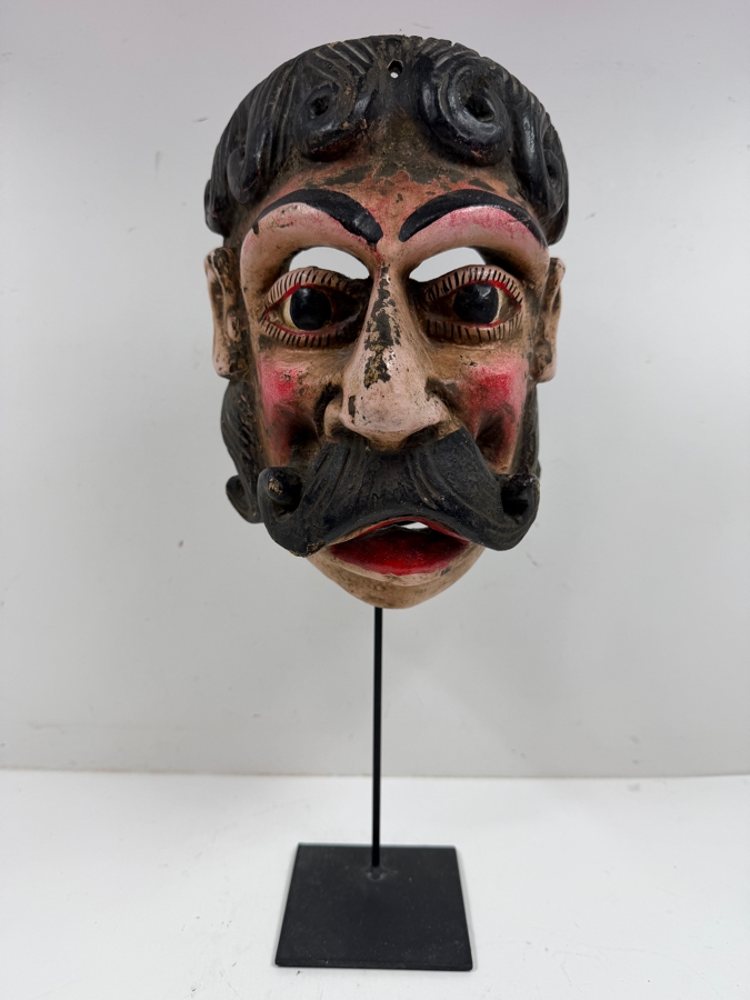 Vintage Traditional Guatemalan 'Mexicano' Dance Mask 7'W X 16'H [Photo 2]
