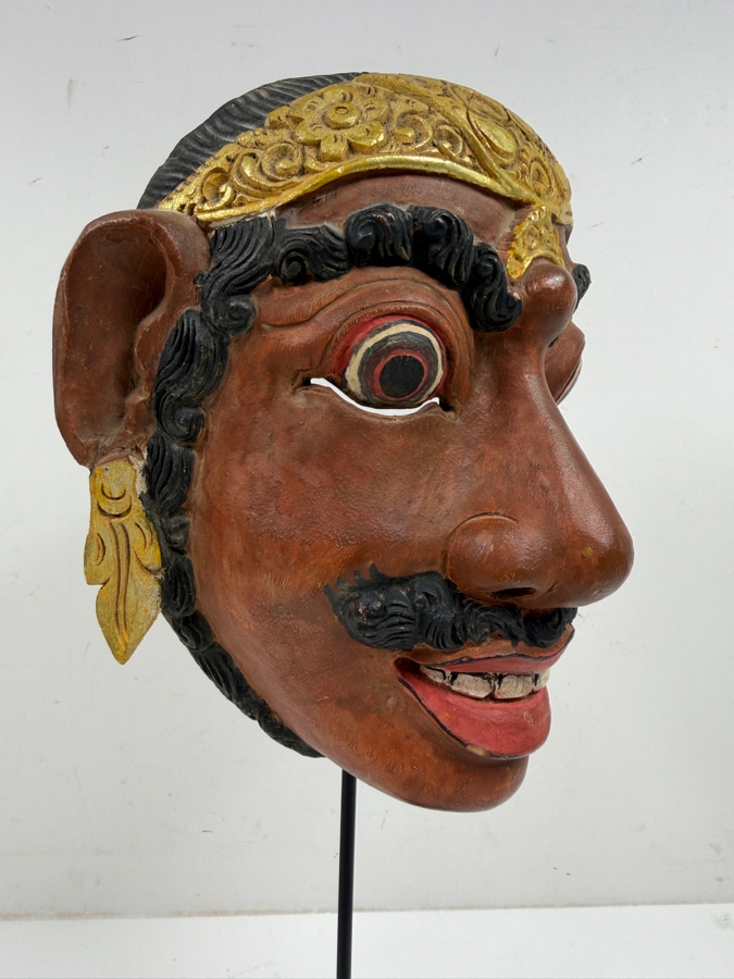 Vintage Indonesian Javanese Wayang Topeng Hand Crafted Wooded Dance Mask 7'W X 14.5'H [Photo 3]