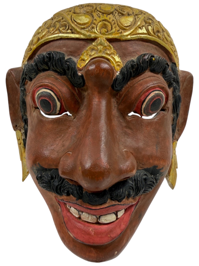 Vintage Indonesian Javanese Wayang Topeng Hand Crafted Wooded Dance Mask 7'W X 14.5'H