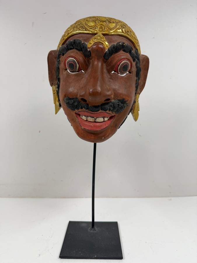 Vintage Indonesian Javanese Wayang Topeng Hand Crafted Wooded Dance Mask 7'W X 14.5'H [Photo 2]