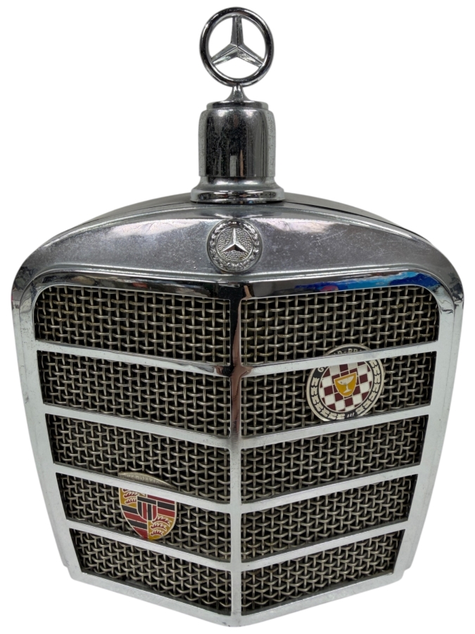 Vintage Mercedes-Benz Radiator Grill Decanter With Built-In Music Box 5.5'W X 7'H