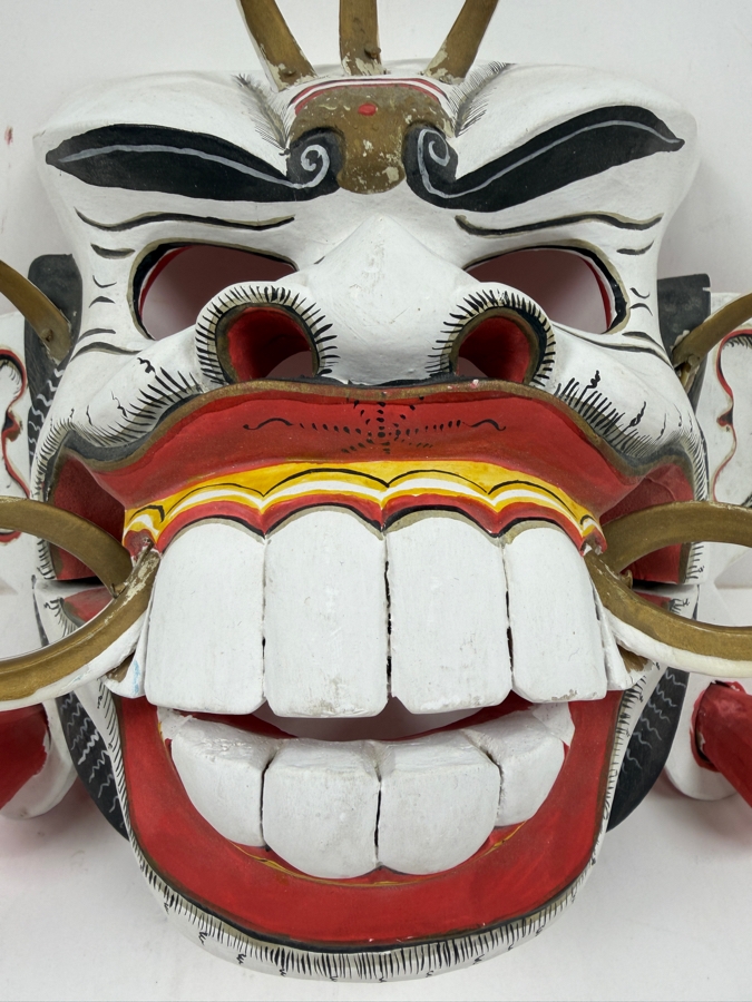 Hand Carved Wooden Balinese Celuluk Mask 11'W X 9'H [Photo 2]